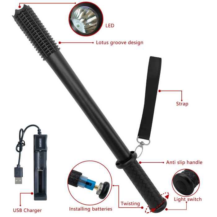 3-Modes USB Rechargeable LED Flashlight Hiking Security Torch Camping Outdoor Flashlight Set