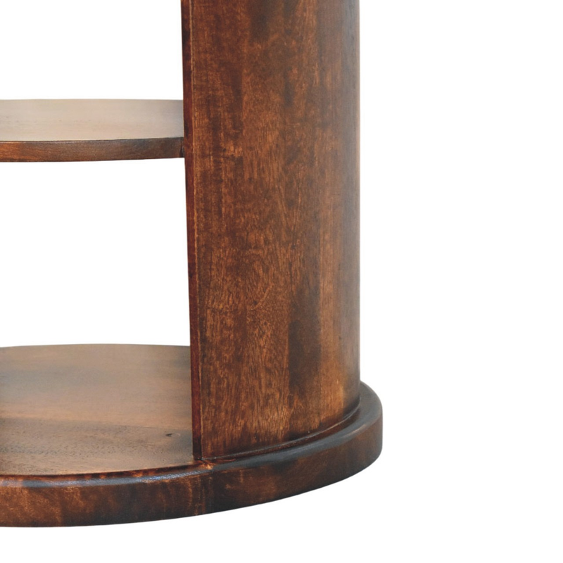 Artisan Furniture Solid Wood Ventura Side Table, 2 Open Slots, Dark Brown