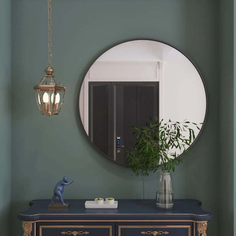 Rei - Large Round Black Metal Circle Mirror - 90cm x 90cm