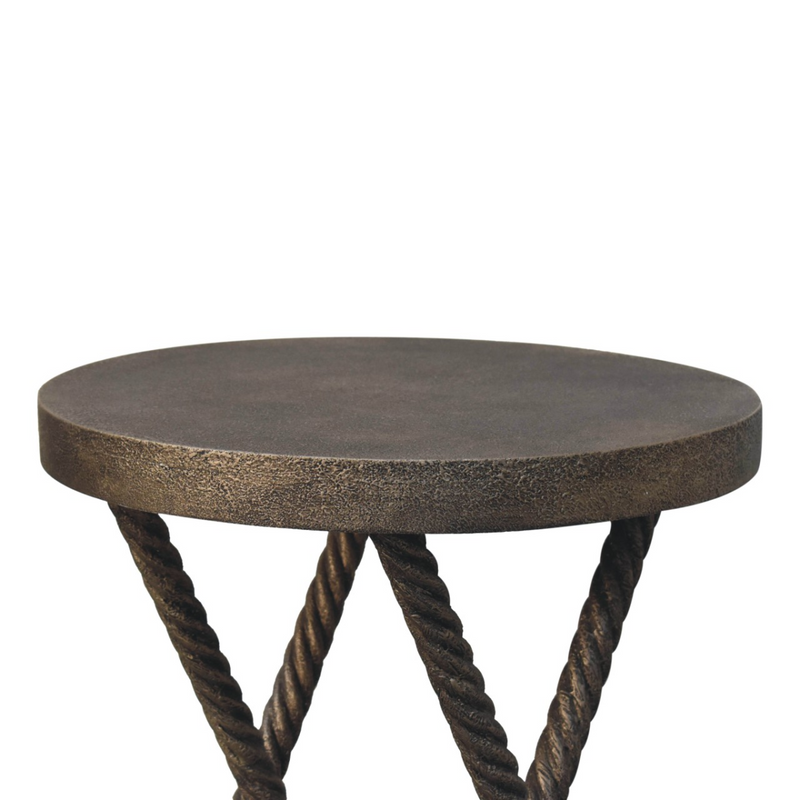 Artisan Furniture Solid Wood Metallic Rope Side Table