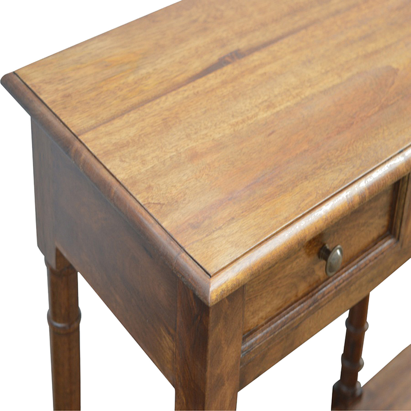 Artisan Furniture Solid Wood 4 Drawer Hallway Console Table, 1 Open Slot, Brown