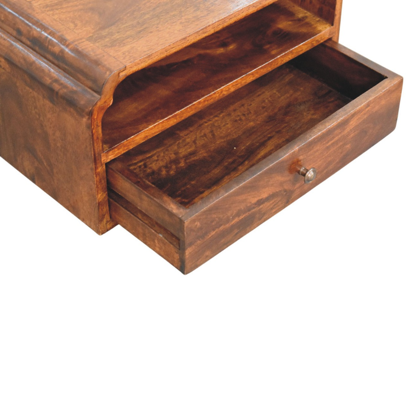 Artisan Furniture Solid Wood Avora Wall-Mounted Chestnut Bedside, 1 Drawer & 1 Shelf, Brown
