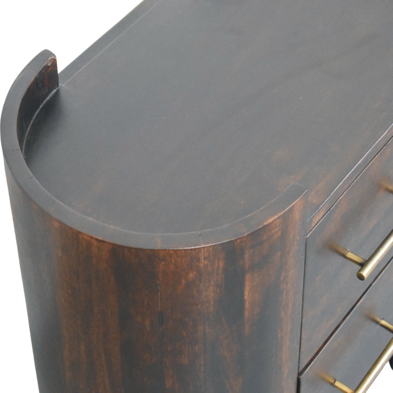 Artisan Furniture Solid Wood Valencia Two-Drawer Bedside Table, Dark Brown