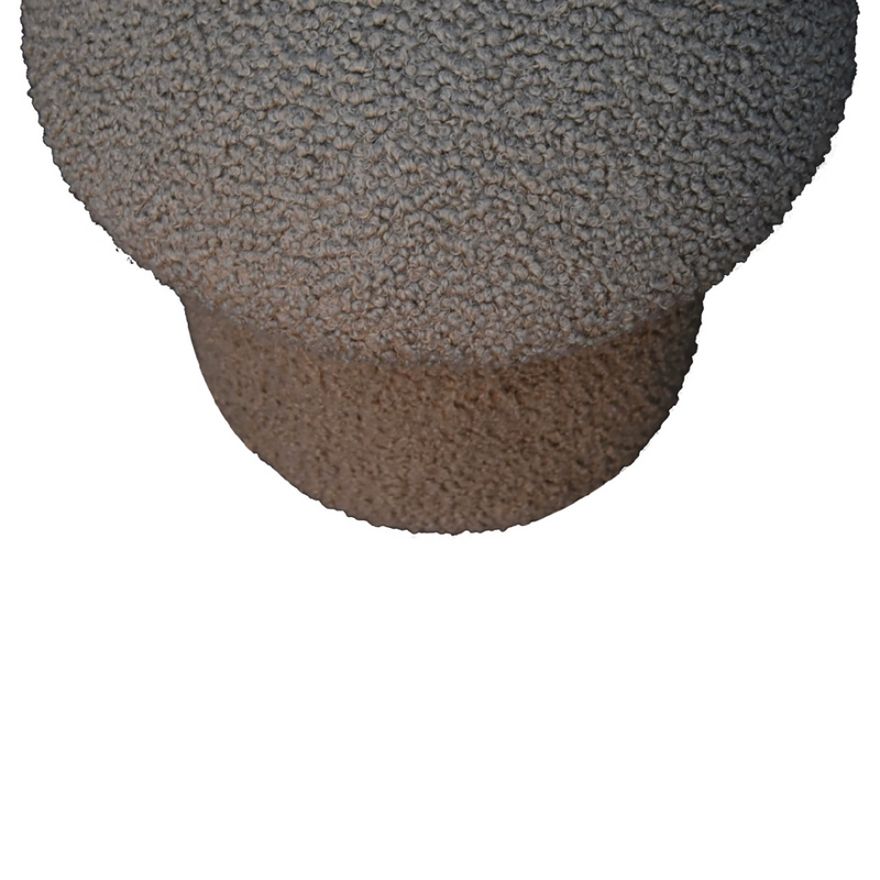 Artisan Furniture Solid Mango Wood Mud Boucle Mushroom Footstool