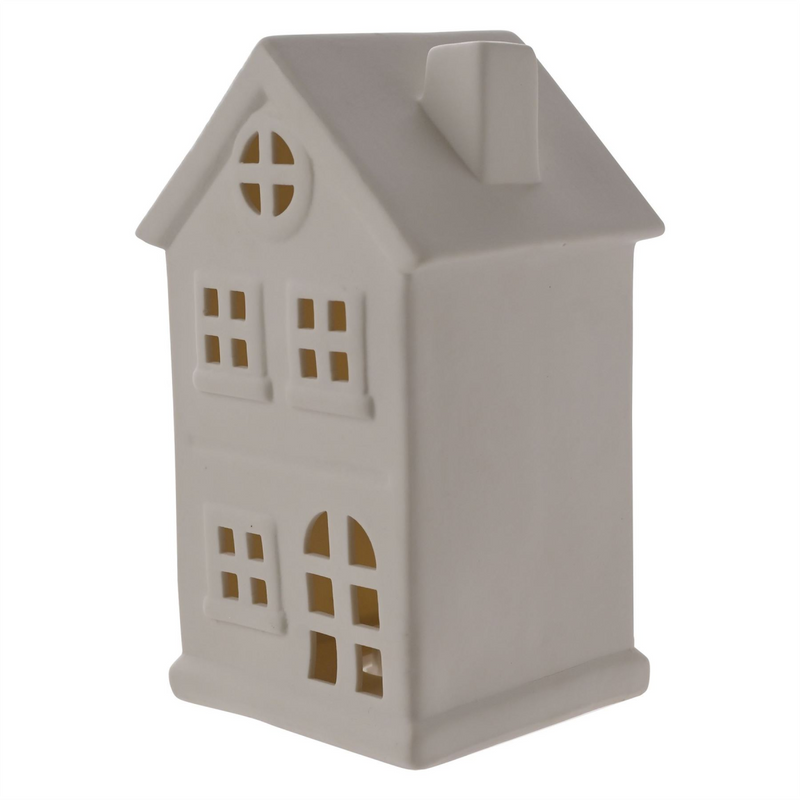 White Ceramic LED House Ornament