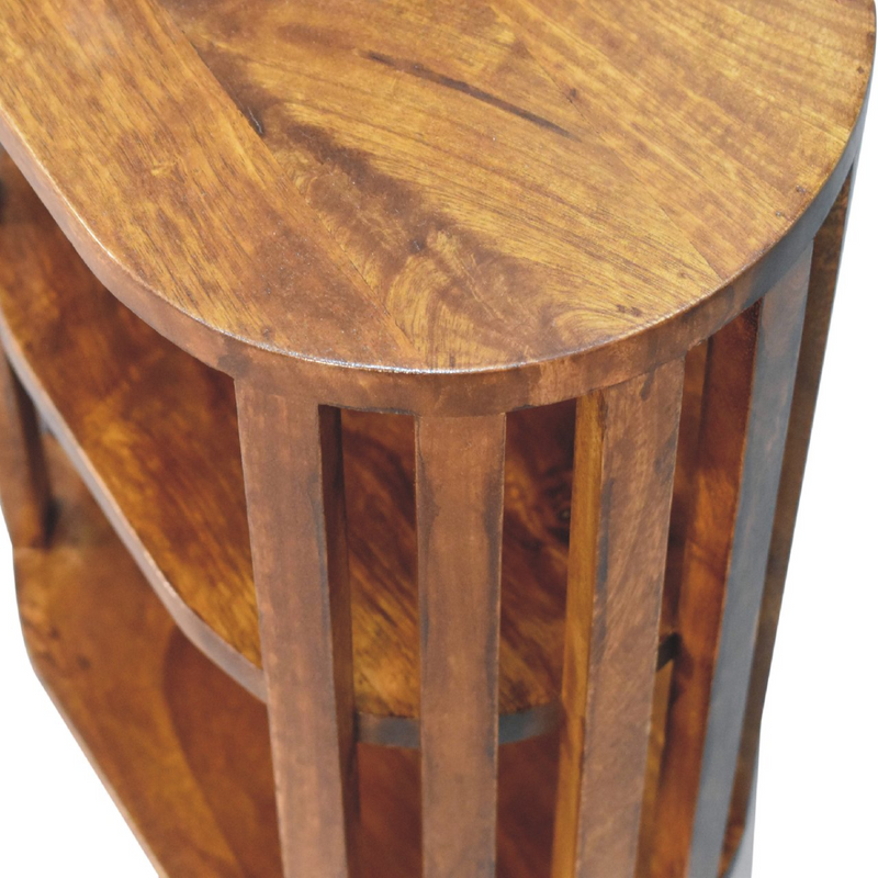 Artisan Furniture Solid Wood Ariella Double Shelf Chestnut Bedside, Brown, 2 Shelves