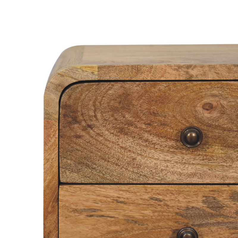 Artisan Furniture Solid Wood Mini Oak-ish Curved Bedside