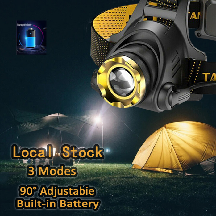 USB Rechargeable LED Headlamp 3 Modes Head Torch Zoomable Headlight+Car Charger+USB Cable Set