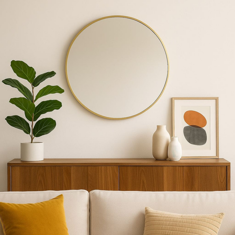 Rei - Round Gold Metal Circle Mirror - 70cm x 70cm