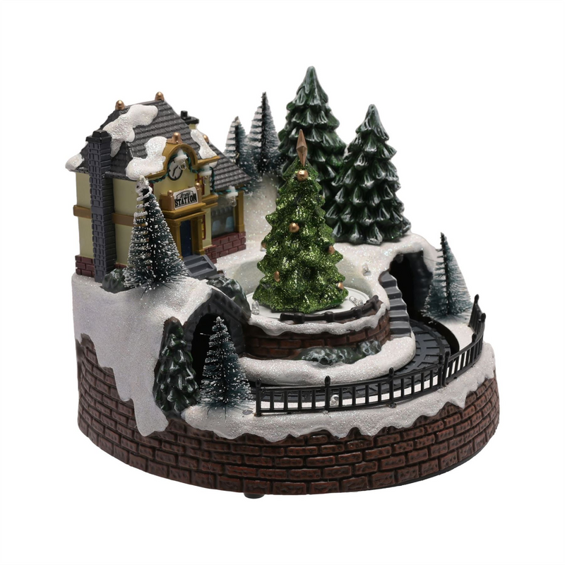 LED Musical Station with Rotating Train