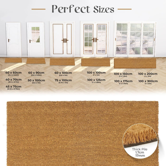 Plain Coir 100cm x 200cm - Brown Home Entrance Door Mat