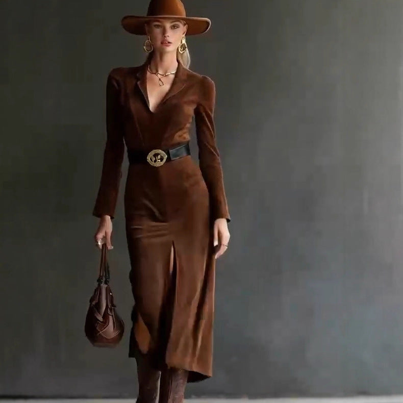 Solid-color Figure-hugging High-waist Long Skirt With Belt