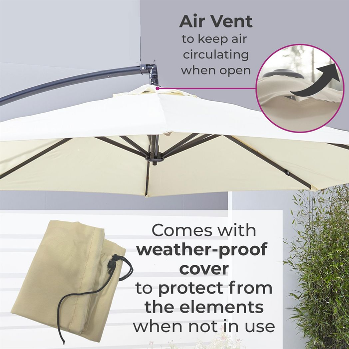 Neo 3M Cream Outdoor Freestanding Parasol with LED Lights