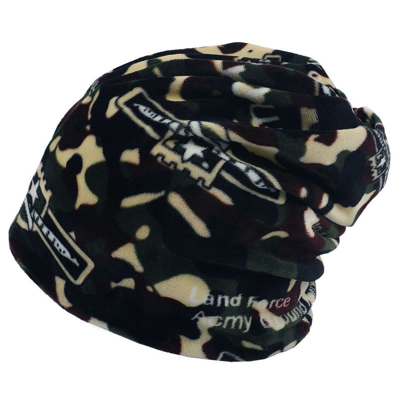 Double-layer Short-pile Bonnet With Multi-colored Plaid Pattern