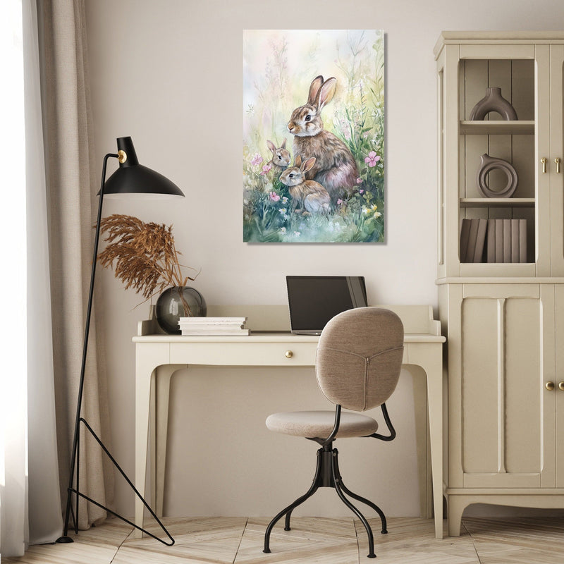 Rabbit Family Spring Canvas