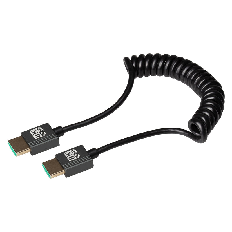 Maplin HDMI to HDMI 8K Ultra HD Coiled Cable - Black, 1m