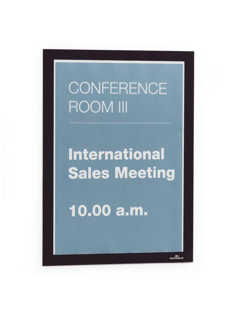 Durable DURAFRAME Self Adhesive Magnetic Signage Frame | 10 Pack | A4 Black