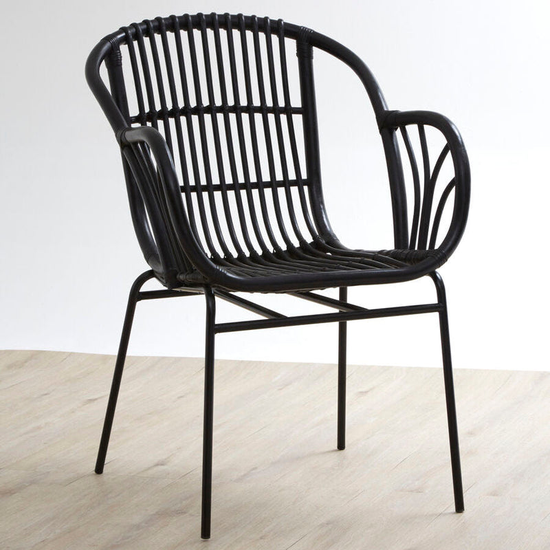 Black Natural Rattan Chair with Raised Sides | Lagom