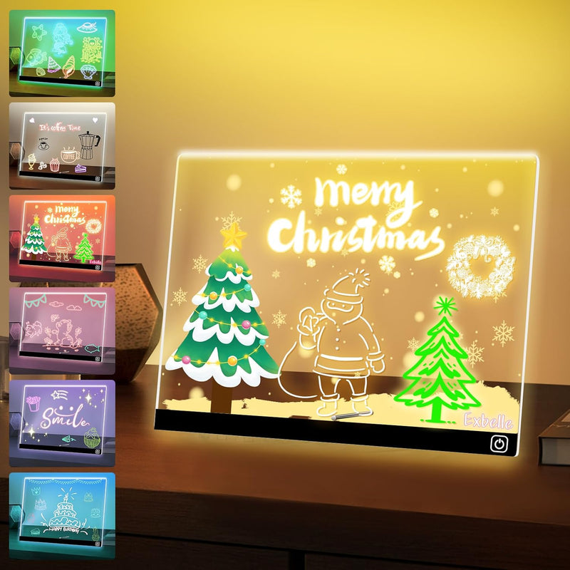 7 Colour LED Note Board Night Light & 7 Pens - Kids Drawing & Message Board