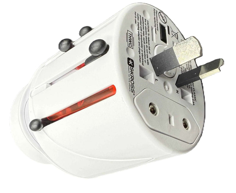SKROSS Travel Plug EVO Universal Plug 150+ Countries Input and Output - White