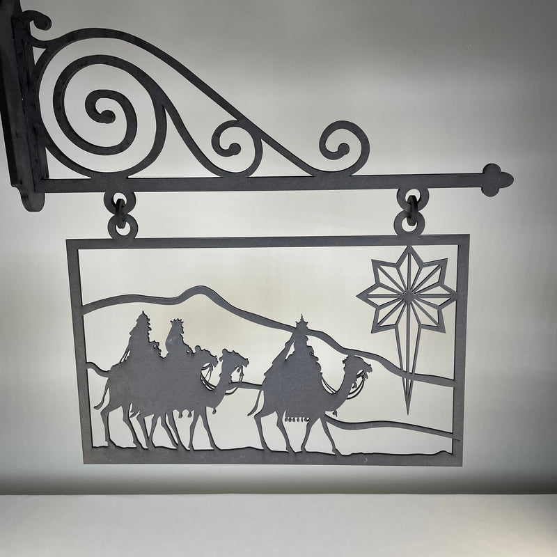 Hanging Nativity Scene Sign - Handmade Ornament