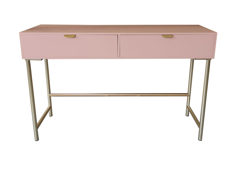 120CM PINK WOODEN 2 DRAWER SIDE TABLE