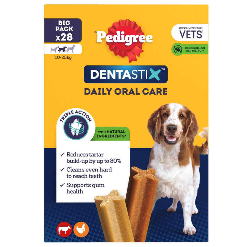 PEDIGREE DENTASTIX Daily Adult Medium Dog Treats 28 x Dental Sticks 720g - Case of 4