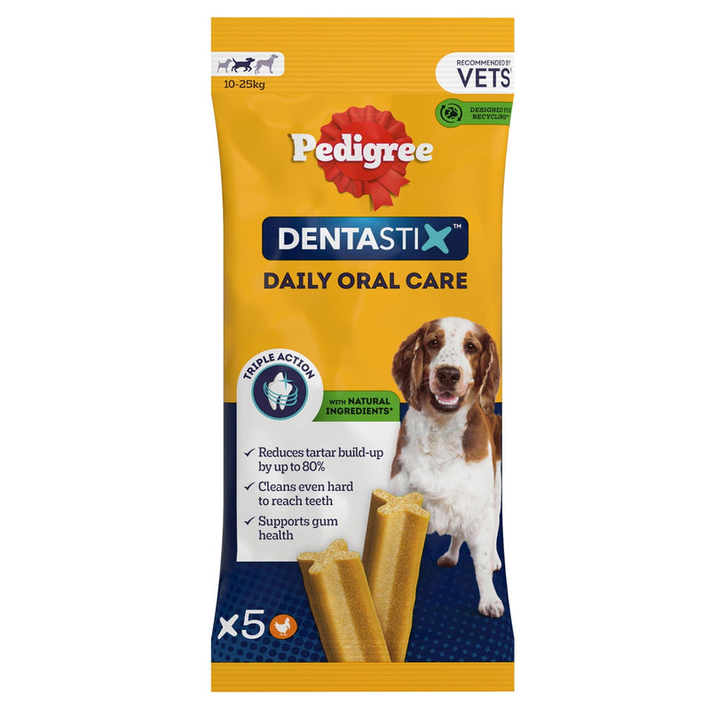 PEDIGREE DENTASTIX Daily Dental Chews Medium Dog Treat 5 Sticks - Case of 14