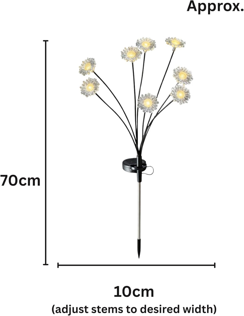 Solar Daisy Stake Lights with 8 LED Flower Stems 70cm