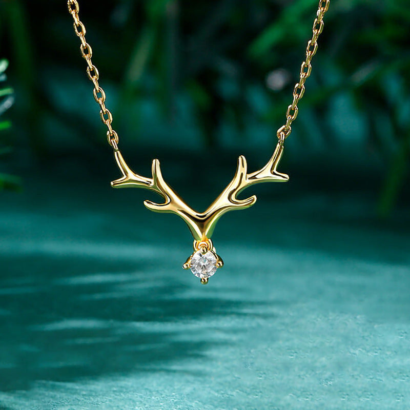 Simple Large Antlers Pendant Necklace