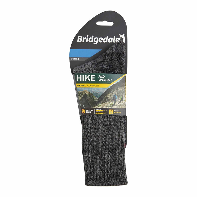1 Pack Mens Hiking Midweight Merino Wool Cushioned Boot Socks