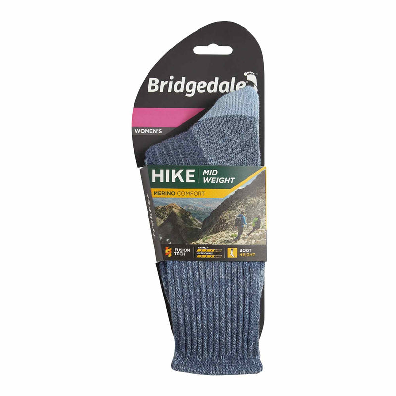 1 Pack Ladies Hiking Midweight Merino Wool Cushioned Boot Socks