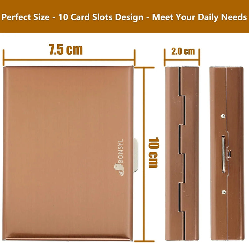Stainless Steel Credit Card Holder RFID Blocking Slim Credit Card Case 8 Cards