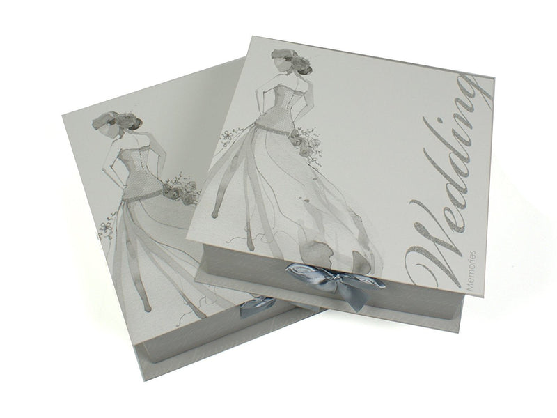 Set Of Two Wedding Memories Keepsake Boxes (SILVER)