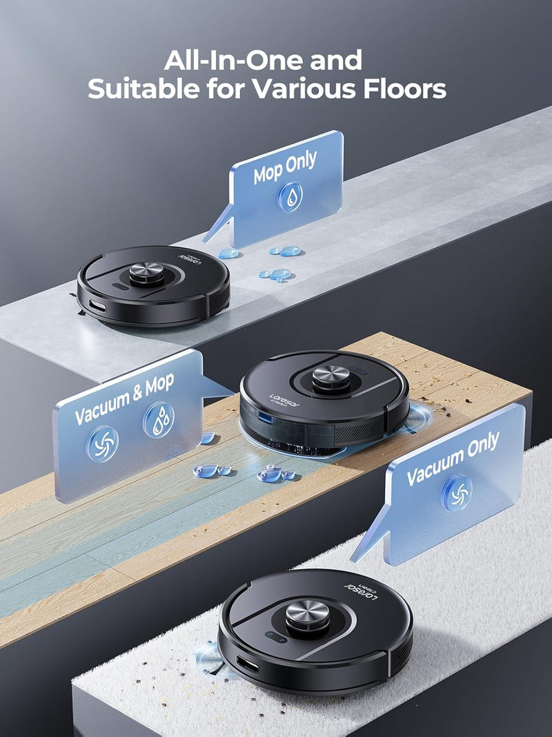 Laresar Mars01 Robotic Vacuum Cleaner with Mop | 8000Pa Suction | Lidar Navigation | 180-Min Battery | Alexa, App and Voice Control | Pet Hair, Carpet and Hard Floor