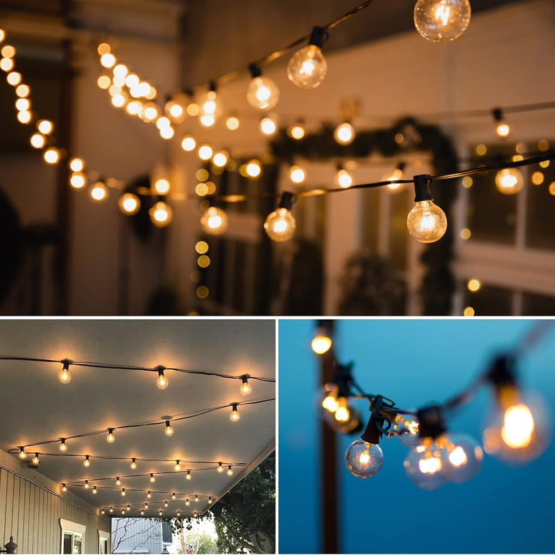 G40 LED Fairy Lights Outdoor 10m – 28 Warm White Bulbs + 2 Spare, Waterproof