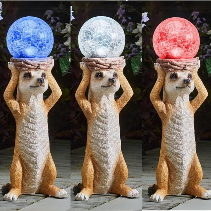 Solar Power Meerkat Garden Statue - Colour Changing LED