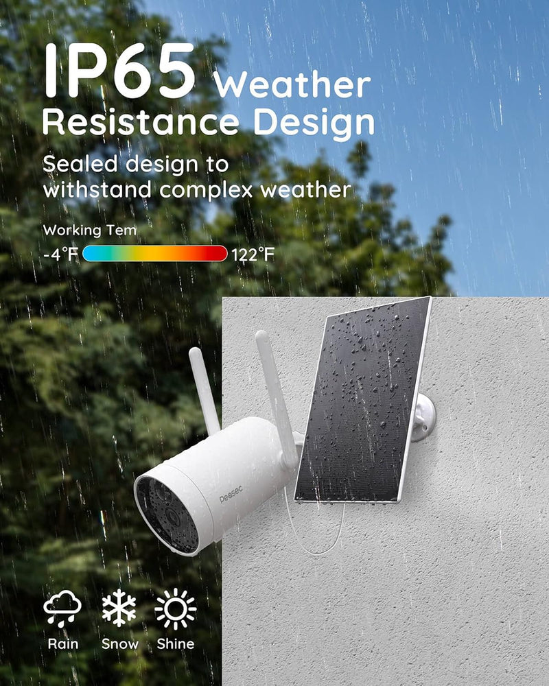 Solar Security Camera, Peasec 1080P Wireless Night Vision Outdoor Security Camera for Home, Rechargeable Battery WiFi Security Camera with Human & Motion Detection, Support Multi Device & User, IP65