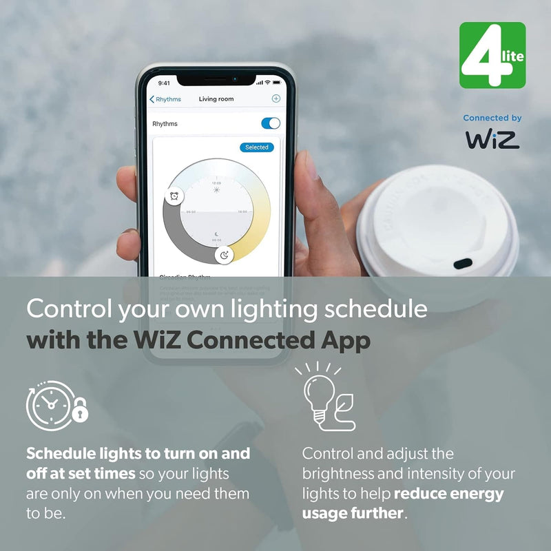 4lite WiZ Connected Dimmable White WiFi LED Smart Bulb - GU10