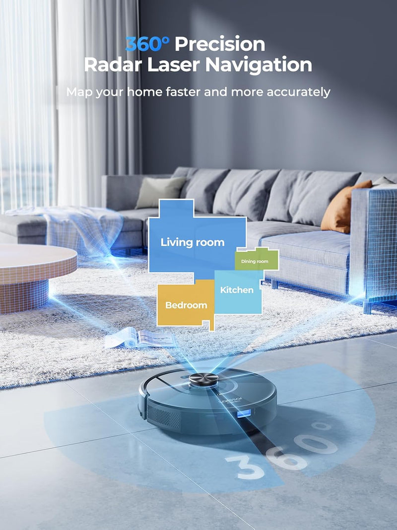 Laresar Mars01 Robotic Vacuum Cleaner with Mop | 8000Pa Suction | Lidar Navigation | 180-Min Battery | Alexa, App and Voice Control | Pet Hair, Carpet and Hard Floor
