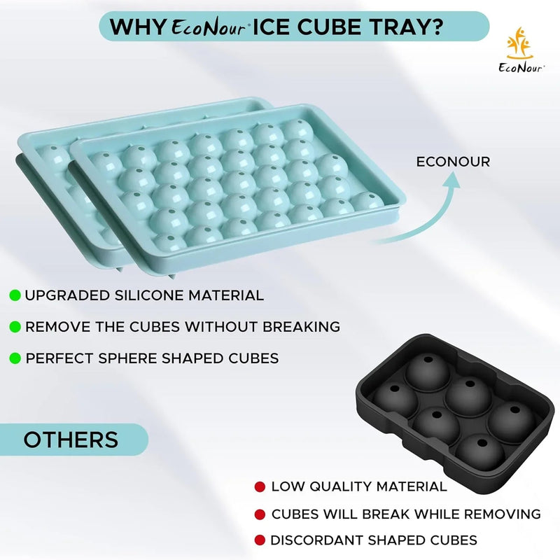 Reusable 66 Ice Ball Cube Set with Lid, Bin, Scoop and Tongs for Home Bar