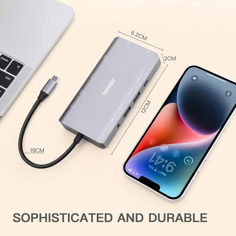 USB C Docking Station 2 HDMI 11 in 1 Triple Display USB C Hub 2 HDMI Plus VGA