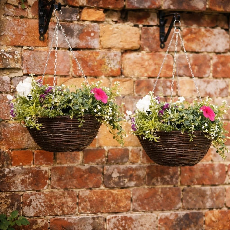 X2 14" Dark Rattan Hanging Baskets