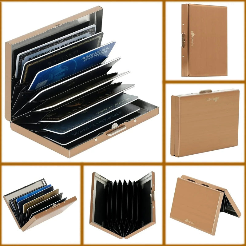 Stainless Steel Credit Card Holder RFID Blocking Slim Credit Card Case 8 Cards
