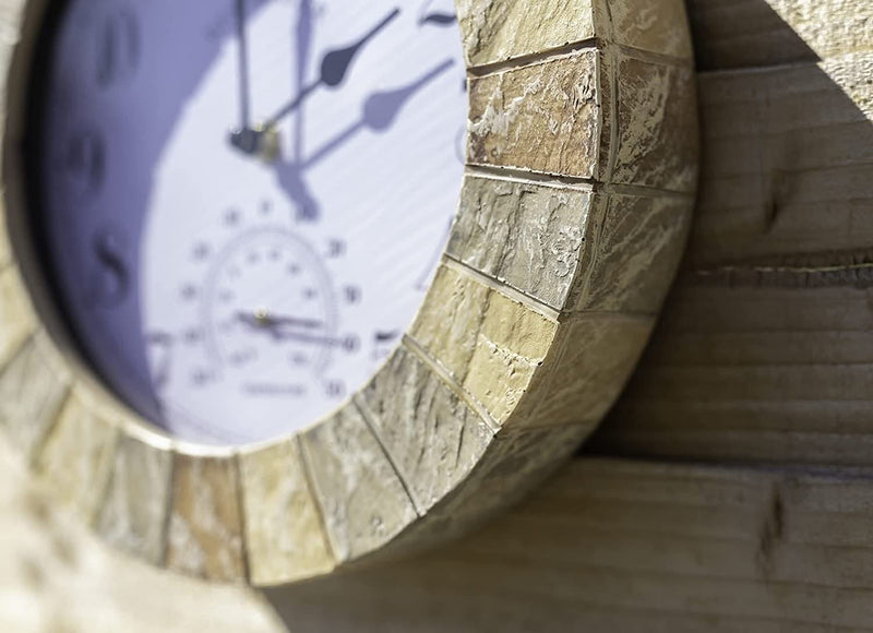 25cm Stonegate Garden Wall Clock & Thermometer