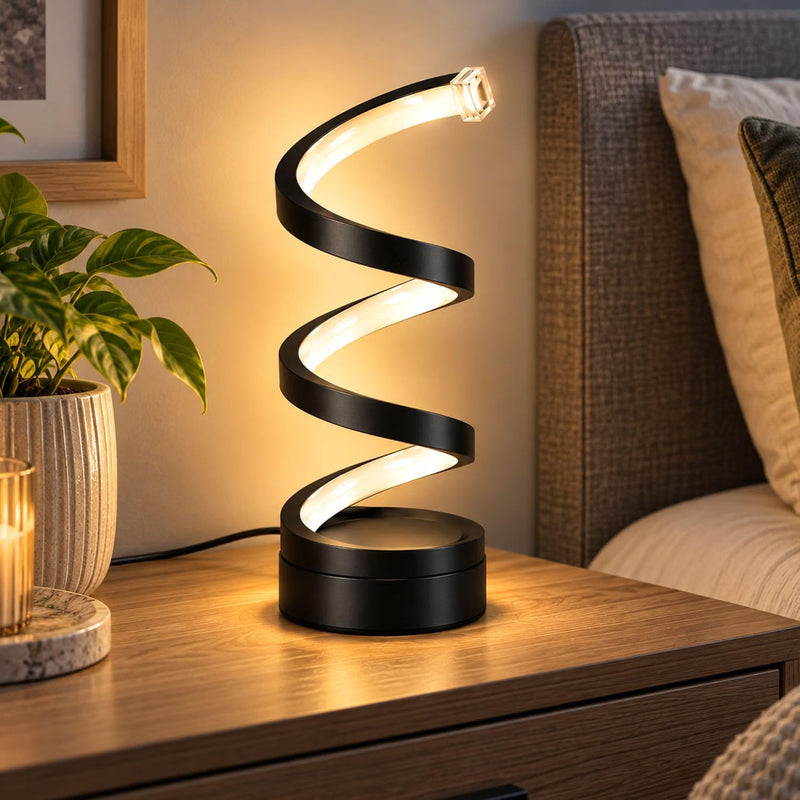 Black Spiral LED Table Lamp