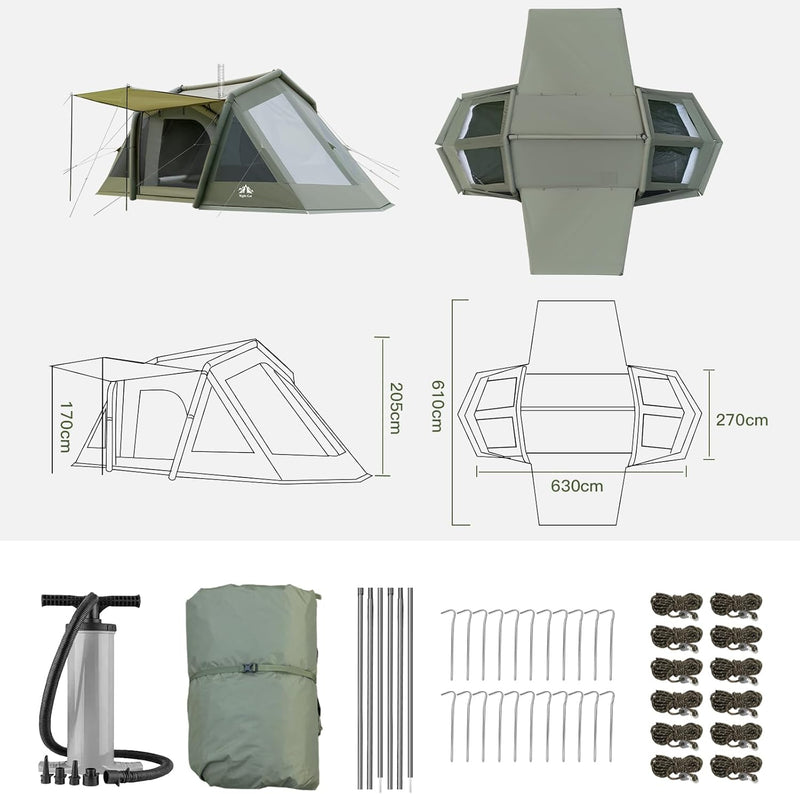 Night Cat 8 Man Inflatable Tent with 2 Bedrooms