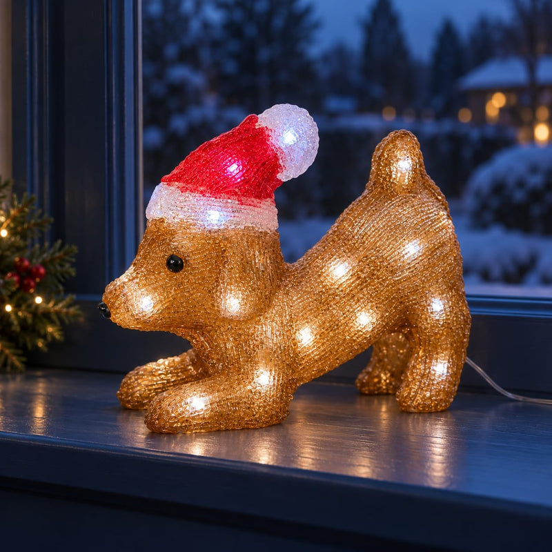 Light Up Acrylic Puppy Christmas LED Decoration