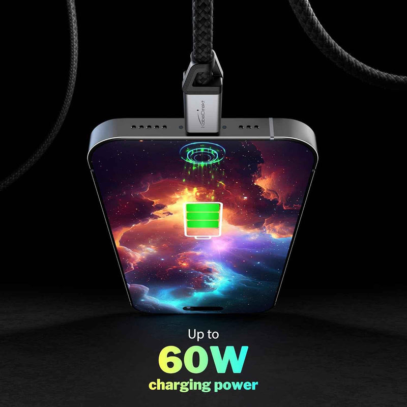 USB C Cable for Fast Charging - Break-Resistant Metal Plugs + Nylon Braiding 0.6m