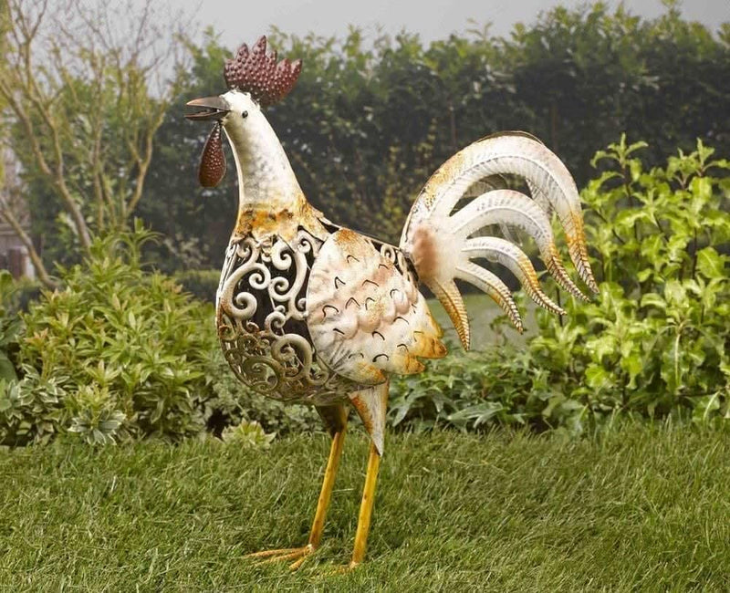 Solar Powered Decorative Copper Garden Cockerel Sculpture